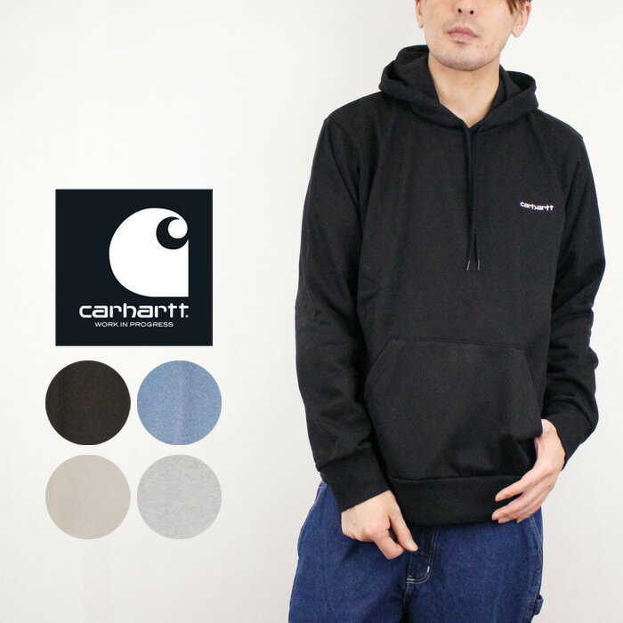 カーハート ダブリューアイピー フーディー パーカー CARHARTT WIP work in progress HOODED SCRIPT EMBROIDERY SWEAT SHIRTS I028937 Grey Heather White Black Iceheet Wall フーデッド スクリプト プルオーバー ストリート ワーク ヨーロッパ メンズ 男性