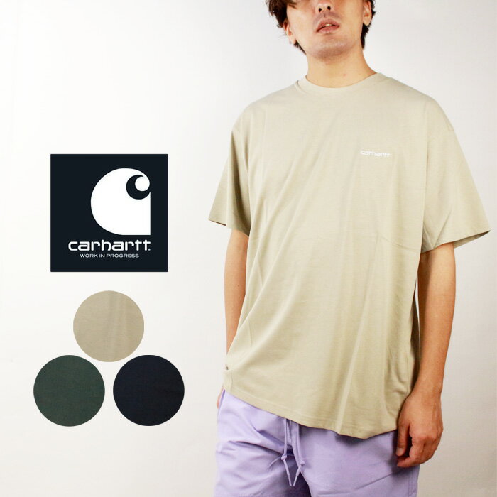 【ネコポス発送】カーハート ダブリューアイピー 半袖 Tシャツ CARHARTT WIP work in progress S/S SCRIPT EMBROIDERY T-SHIRT I025778 DarkNavy White Hemlock Green Wall Wax スクリプト エンブロイダリー ショートスリーブ ストリート ワーク ヨーロッパ メンズ 男性