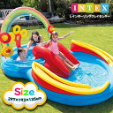 インテックス プール INTEX レインボーリングプレーセンタープール ME-7019 57453NP 297×193×135cm ビニールプール 家庭用プール 滑り台付き キッズ 子供