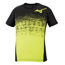 【メール便対応】MIZUNO ミズノ プラクティスシャツ(半袖/ユニセックス) バレーボールシャツ V2MA0111-93(ブラック×ライム)