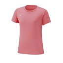 【メール便対応】ミズノ MIZUNO ナビドライTシャツ(半袖・丸首・ウィメンズ) ウイメンズ半袖Tシャツ 32MA1390-64(ピンクレモネード×ホワイト)