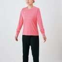 【メール便対応】ミズノ MIZUNO ナビドライTシャツ(長袖・丸首・ウィメンズ) ウイメンズ長袖Tシャツ 32MA1395-64(ピンクレモネード×ホワイト)