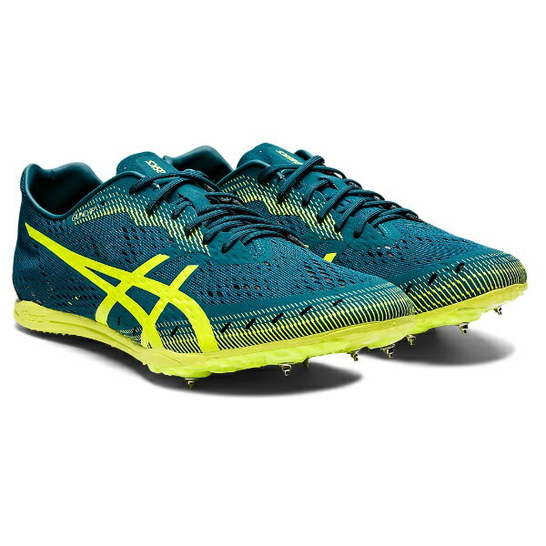 asics アシックス GUN LAP 2 陸上スパイク 1093A131-300(VELVET PINE/SAFETY YELLOW)