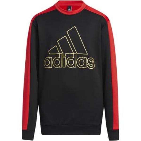 アディダス adidas YB カラーブロック クルースウェット ジュニアスウェットシャツ VB283-HM9584(ブラック/ビビッドレッド) 22FWモデル！！