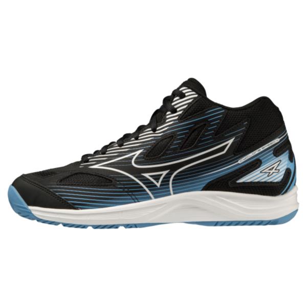 ミズノ MIZUNO サイクロンスピード 4 MID（ユニセックス） バレーボールシューズ V1GA238557(ブラック×ホワイト×ブルー) 2023年春夏モデル！！