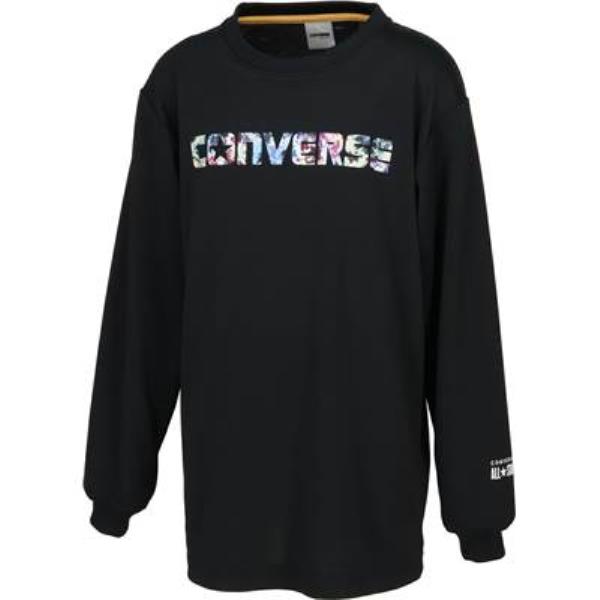 【メール便対応】CONVERSE コンバース JRプリントロングスリーブシャツ ジュニアバスケットボールシャツ CB432356L-1911(ブラック/ホワイト)