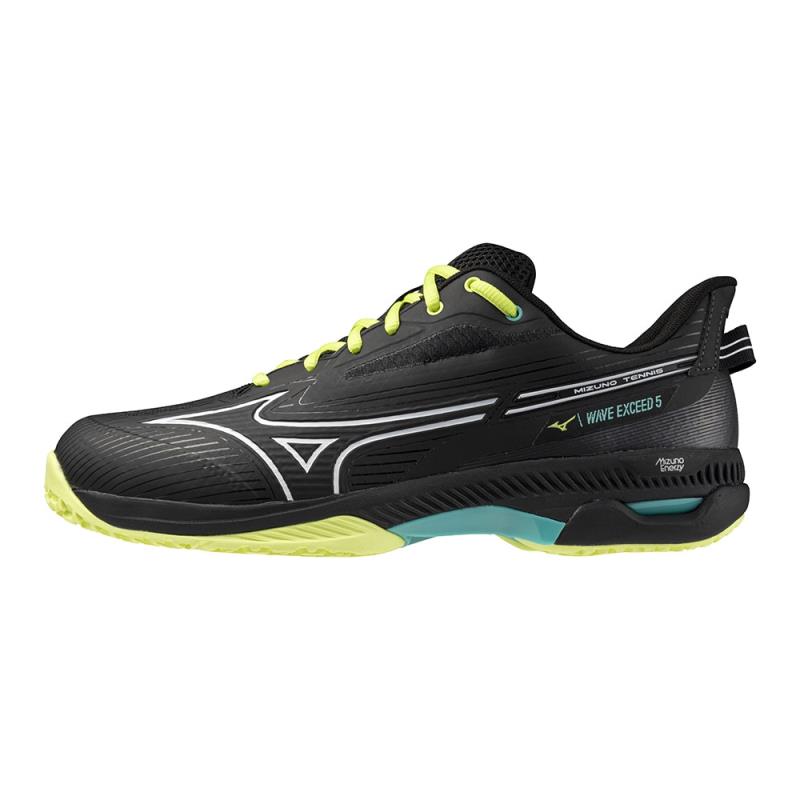 MIZUNO ミズノ 【クレー／砂入り人工芝コート】ウエーブエクシード5 SW OC[ユニセックス] テニスシューズ 61GB231446(ブラック×ホワイト×イエロー) 2024年秋冬モデル！！