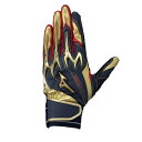 【メール便対応】MIZUNO ミズノ 【ミズノプロ】シリコンパワーアークDI【両手用】 バッティンググローブ 1EJEA250-14(ネイビー×レッド×ゴールド)(4)