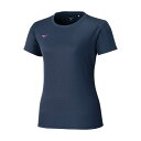 【メール便対応】MIZUNO ミズノ ナビドライTシャツ(半袖/丸首) レディース半袖Tシャツ 32MAC390-14(ドレスネイビー×マゼンタ) 2025年春...