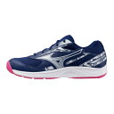 MIZUNO ミズノ スカイブラスター4(エントリーモデル) レディースバドミントンシューズ 71GA253302(ネイビー×ホワイト×ピンク) 2025年春夏...