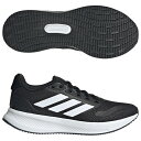 【ポイント10倍】ジュニア コア ファイト 5 J コアブラック×フットウェアホワイト 【adidas|アディダス】ジュニアランニングシューズie8589