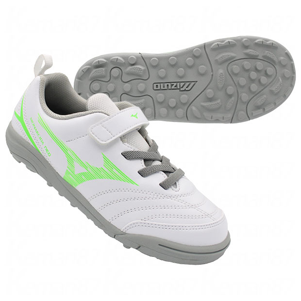 ジュニア モナルシーダ NEO 3 CLUB KIDS AS ホワイト×ネオングリーン 【MIZUNO|ミズノ】サッカーフットサルジュニアトレーニングシューズp...