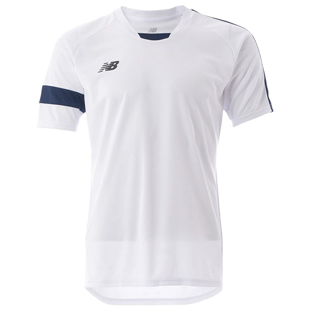 【12/4 20時よりポイント10倍】ジュニア 半袖ゲームシャツ ホワイト×ネイビー 【NewBalance|ニューバランス】サッカーフットサルジュニアウェアー...