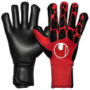 ハイパーレッド スーパーグリップ ハーフネガティブ レッド×ブラック 【Uhlsport ウールシュポルト】サッカーフットサルゴールキーパーグローブ101123204-20