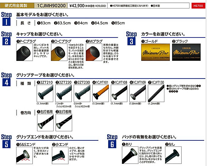 硬式バット 金属 オーダー ミズノプロ MizunoPro 硬式金属バットオーダー 1cjmh90200