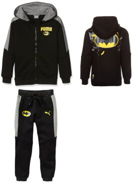 PUMA プーマ キッズ ジャージ 上下セット 839673 839674 バットマン コラボ パーカー パンツ セットアップ 子供用 キッズウェア ベビーウェア ベビー服 スウェットジャケット スウェットパンツ スポーツウェア 子供服 ★9600