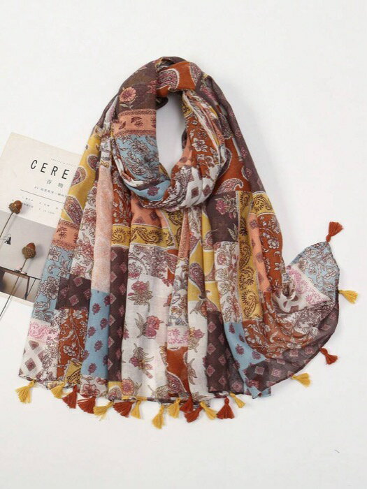 [ 8日から12日程度でお届け予定 ] アクセサリー レディース スカーフ 1個 軽量幾何学柄カシューナッツ..