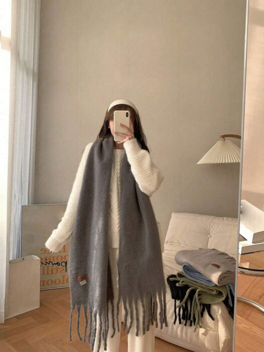 [ 8日から12日程度でお届け予定 ] アクセサリー レディース スカーフ マカロンカラー 無地スカーフ、毛..