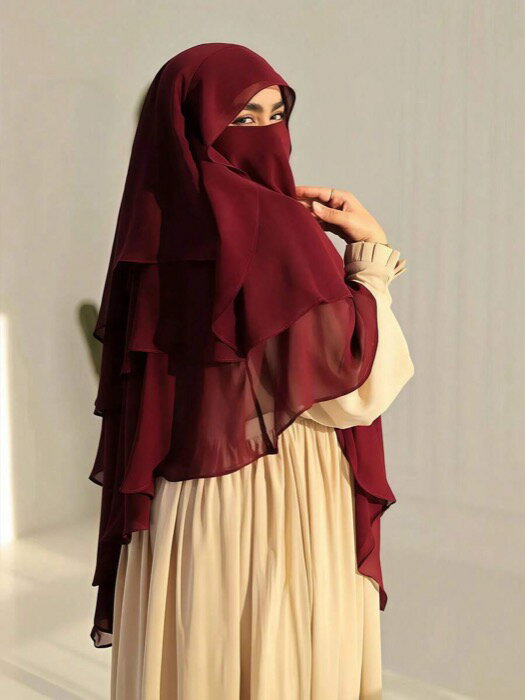 [ 8日から12日程度でお届け予定 ] アクセサリー レディース スカーフ 1個 女性用ムスリム3層シフォンキ..