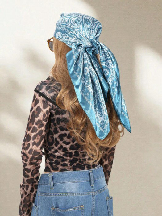 [ 8日から12日程度でお届け予定 ] アクセサリー レディース スカーフ 1個 女性用 ブルー ペイズリー柄..