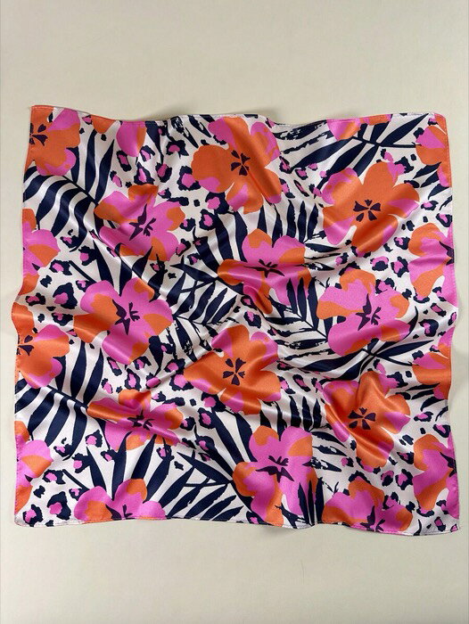 [ 8日から12日程度でお届け予定 ] アクセサリー レディース スカーフ 1個 レディース トロピカルフローラル 葉プリント スクエアスカーフ エレガントな ネッカチーフ バンダナ 女性用サテンヘッドスカーフ ヘアアクセサリー