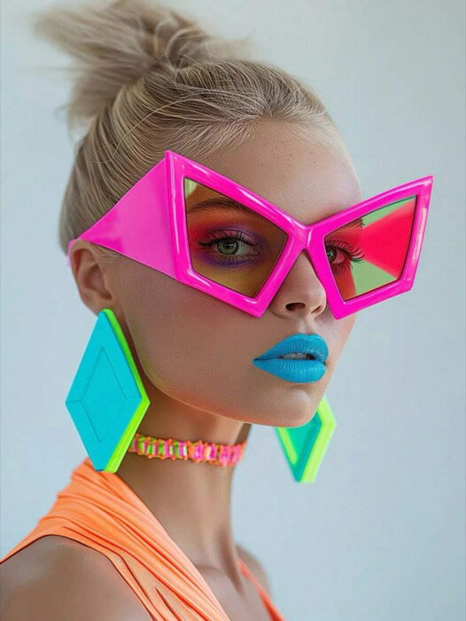 [ 8日から12日程度でお届け予定 ] アクセサリー レディース アイアクセサリー 1個 パーソナライズされたオーバーサイズ フレームキャットアイファッショングラス、ヨーロピアンアンドアメリカンパーソナライズヒップホップビーチアクセサリー、ローズレッドパ