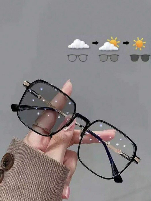 [ 8日から12日程度でお届け予定 ] アクセサリー レディース アイアクセサリー 1個 レディース スクエア ファッション眼鏡 クラシック モダン シンプルスタイル フォトクロミック ファッショングラス スクエアシェイプ サングラス