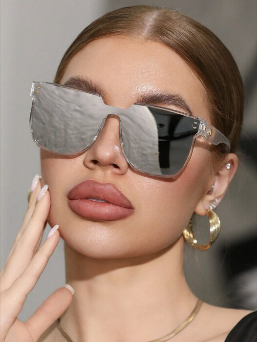 [ 8日から12日程度でお届け予定 ] アクセサリー レディース アイアクセサリー 1個 ユニセックスリフレクティブ大型スクエアサングラス、ファッションビーチサングラス、ビーチ、アウトドア、デイリーコーデに適し、 保護、ファッショナブル、エレガントな装い