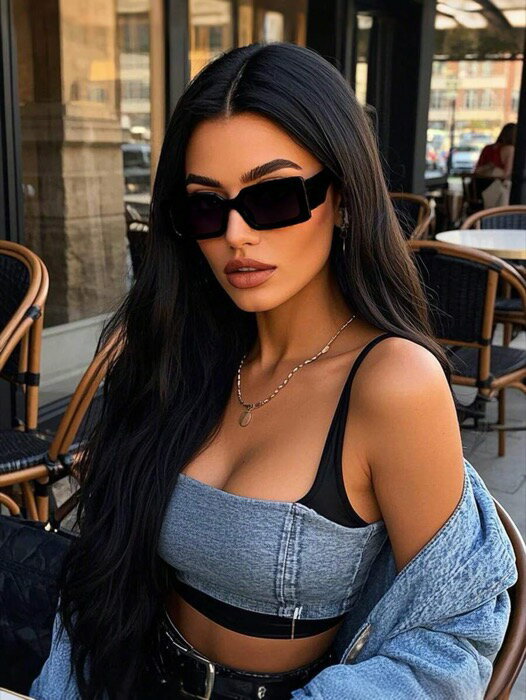 [ 8日から12日程度でお届け予定 ] アクセサリー レディース アイアクセサリー レトロ長方形プラスチックサングラス、ユニセックスファッション、アウトドア、トラベル、ビーチ、カジュアルウェア、夏のカット ドライビングシェード(4)