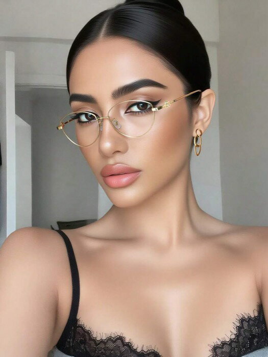 [ 8日から12日程度でお届け予定 ] アクセサリー レディース アイアクセサリー ユニセックス コンピューター/ゲーミング//スマホ用メガネ、キャットアイ メタルフレーム、目の疲れを軽減、軽量、ファッション光学フレーム(4)