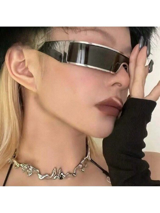 [ 8日から12日程度でお届け予定 ] アクセサリー レディース アイアクセサリー 未来的なシールドサングラス - パンクインスパイアのワンピースレンズ ヒップホップスタイル、プレミアムアバンギャルドグラス メンズ&レディース