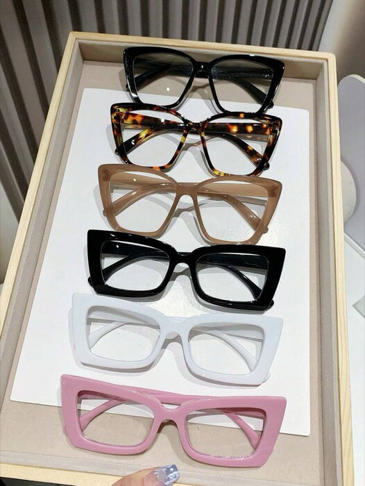 [ 8日から12日程度でお届け予定 ] アクセサリー レディース アイアクセサリー コンピューター/ゲーミング//スマートフォン用 女性用メガネ 6個セット、スクエア型プラスチックフレーム、目の疲れを和らげる軽量メガネ、ファッション光学メガネフレーム