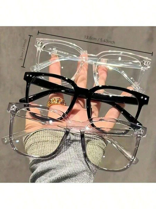 [ 8日から12日程度でお届け予定 ] アクセサリー レディース アイアクセサリー 3個セット ファッション スクエア型 偽眼鏡、顔型に合う、ゲーミング用ブルーライトカットグラス、男女兼用デイリー使い学校スタイル