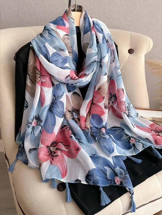 [ 8日から12日程度でお届け予定 ] アクセサリー レディース スカーフ 1枚 ボヘミアン花柄スカーフ ウィ..