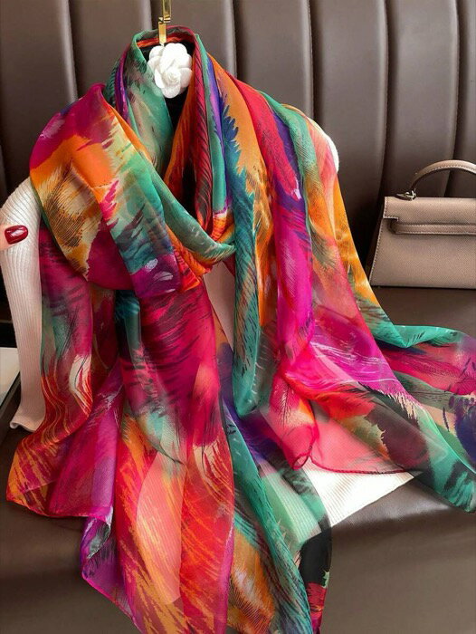 [ 8日から12日程度でお届け予定 ] アクセサリー レディース スカーフ 1枚 女性用シフォンスカーフ、軽量で多用途、アーティスティックな ショール ラップ、春秋向け、日よけ、旅行、秋冬