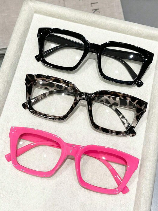 [ 8日から12日程度でお届け予定 ] アクセサリー レディース アイアクセサリー 3個セット プラスチック製 幾何学模様フルフレーム モダンシンプルスタイル レディース クリアメガネ、ホリデーギフト、デイリーライフ、アポイント、音楽フェス、オフィスファ