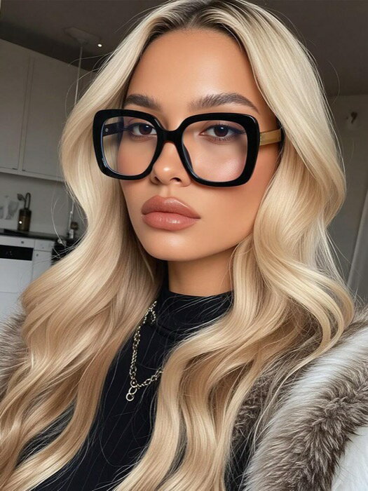 [ 8日から12日程度でお届け予定 ] アクセサリー レディース アイアクセサリー レディース オーバーサイズ ブラック スクエア メガネフレーム - ファッション プレーン メガネ コンピューター、ゲーミング、、スマートフォン使用向け