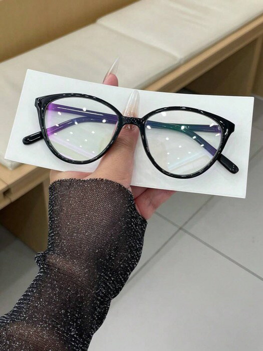 [ 8日から12日程度でお届け予定 ] アクセサリー レディース アイアクセサリー 1ペア ウィメンズ ブラック キャットアイ フレーム 無地 ミニマリスト ヴィンテージスタイル プレーングラス