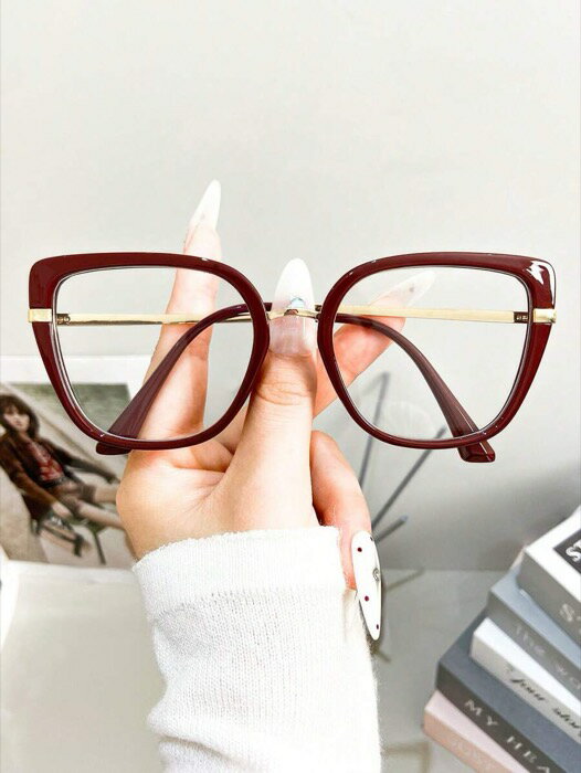 [ 8日から12日程度でお届け予定 ] アクセサリー レディース アイアクセサリー 新作レトロファッション キャットアイメガネ、ユニセックス オーバーサイズ フレーム カラーブロック 眼鏡 レディース