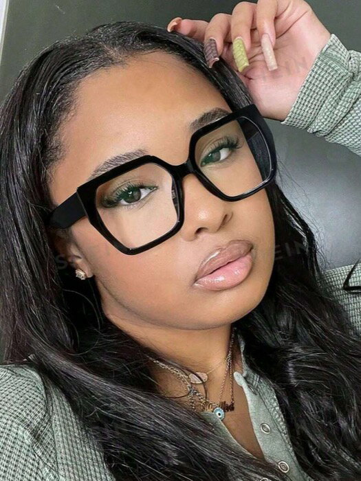 [ 8日から12日程度でお届け予定 ] アクセサリー レディース アイアクセサリー 1個 レディース アクリル製 大きめスクエアフレーム ファッション ブラックメガネ、日常の読書、通勤、キャンパスライフの装いに適しています