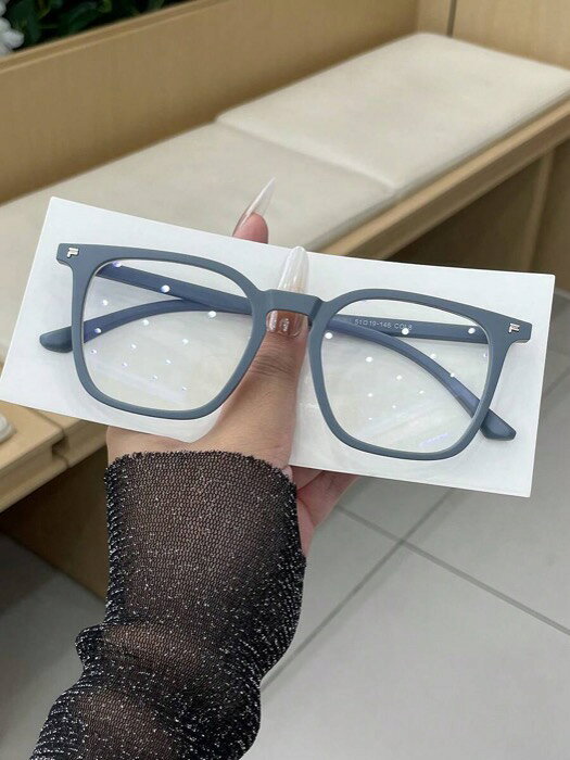 [ 8日から12日程度でお届け予定 ] アクセサリー レディース アイアクセサリー 1ペア レディース マット ブルー スクエア フレーム シンプル 無地 多用途 ファッション フラットメガネ