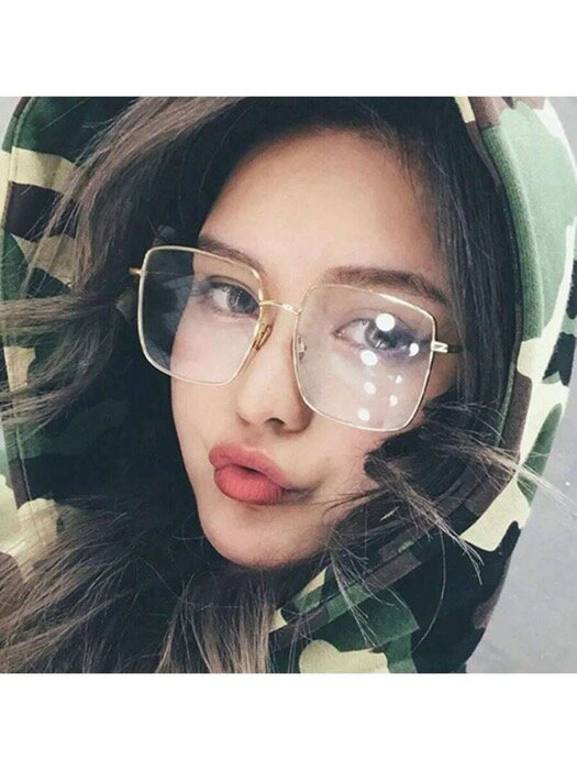 [ 8日から12日程度でお届け予定 ] アクセサリー レディース アイアクセサリー 1個 ユニセックス ファッショナブル メタル スクエアフレーム メガネ