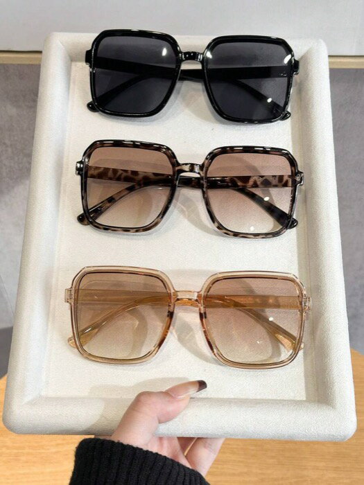 [ 8日から12日程度でお届け予定 ] アクセサリー レディース アイアクセサリー セット 女性用 大きめプラスチックスクエアフレーム カジュアルサングラス 3個セット、エレガントなホットガールスタイル、ストリートフォト、お出かけ、ビジネスカジュアル、ド