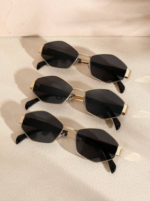 [ 8日から12日程度でお届け予定 ] アクセサリー レディース アイアクセサリー セット レトロY2Kダイヤモンドグラス 3ペアセット、ゴールドメタルフレーム、グレーレンズ、オリジナルデザインテンプル、ファッショナブルで多用途な女性用メガネセット