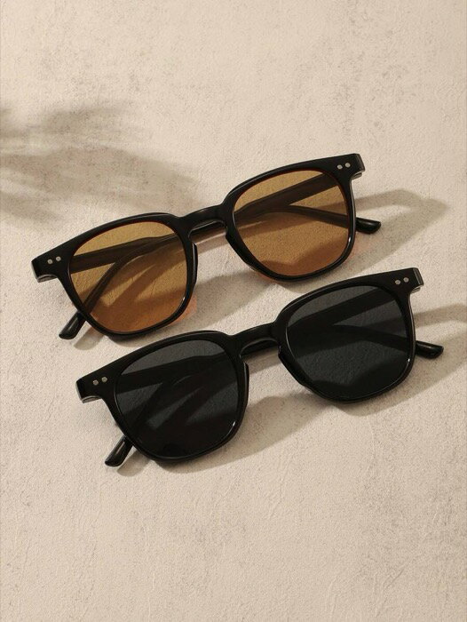 [ 8日から12日程度でお届け予定 ] アクセサリー メンズ アイアクセサリー 2個 メンズ スクエア プラスチック ファッションサングラス