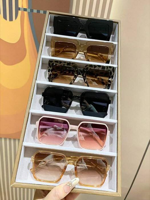 [ 8日から12日程度でお届け予定 ] アクセサリー レディース アイアクセサリー セット レトロ スクエア 大きめフレーム ファッション眼鏡 6ペア 男女兼用、プラスチック クラシックスタイル アウトドア 旅行 ビーチ ホリデー カジュアルウェア