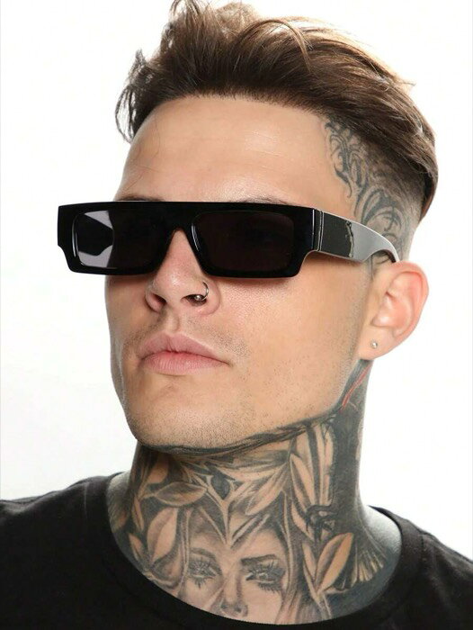 [ 8日から12日程度でお届け予定 ] アクセサリー メンズ アイアクセサリー 1個 クラシック メンズ ブラック スクエアフレーム ファッショングラス、クールなアウトドア カジュアル 旅行 デイリー パーティー アクセサリー、夏のビーチ旅行、アウトドア(4)