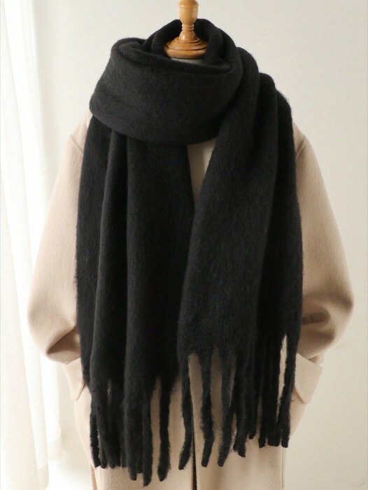[ 8日から12日程度でお届け予定 ] アクセサリー レディース スカーフ 1個 女性用ウィンターマフラー 人工毛 ブラック フェイクカシミア ショール ラップ 厚手 暖かい レディースファッション 無地 タッセル プル ふわふわストール 屋外女性用ショ