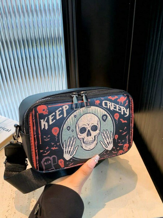 [ 8日から12日程度でお届け予定 ] バッグ レディース ショルダーバッグ ハロウィーンスカルプリント レ..