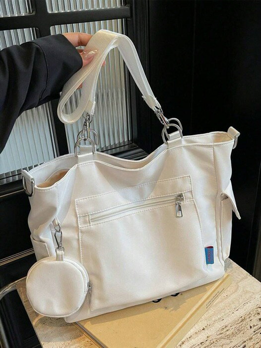 [ 7日から10日程度でお届け予定 ] バッグ レディース トートバッグ ユニセックス トートバッグ 小銭入れ付き 1個入り新しい韓国スタイル カレッジ スタイル 中学生用 カジュアルバッグ ショルダーバッグ キャンバストートバッグ 斜めがけバッグ、コイ(4)